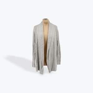 LOFT Women's Light Gray‎ Textured Knit Open Front Cardigan Sweater Size S